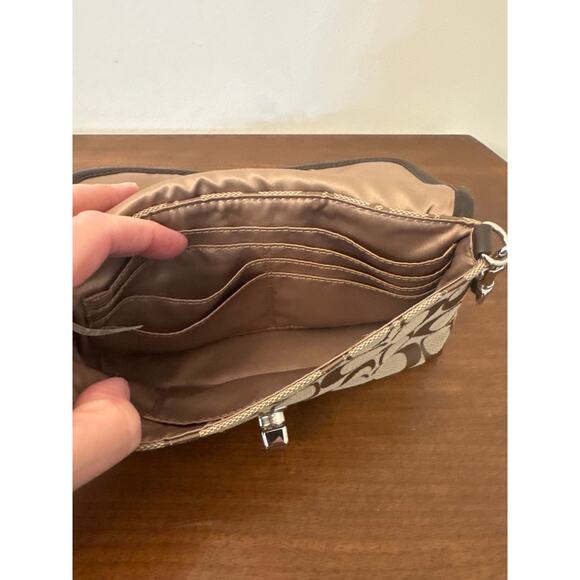 Vintage Y2K Coach Signature Canvas Turnlock Mini Bag Wristlet Brown - Picture 4 of 8